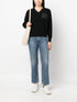 metallic-threading V-neck jumper